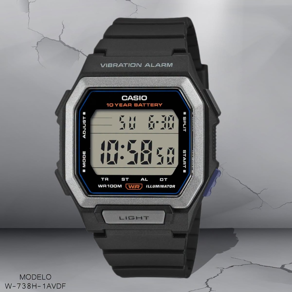 RELOJ CASIO DIGITAL CAB. W-738H-1AVDF RESINA NEGRA