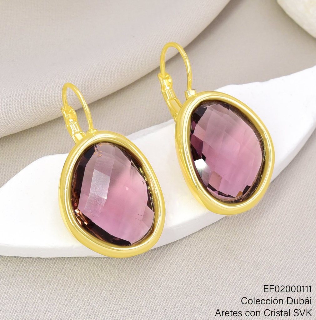 ARETES DUBA COLGAR OV IRREG.MORADO BORDE DOR.T803781E/FD26597
