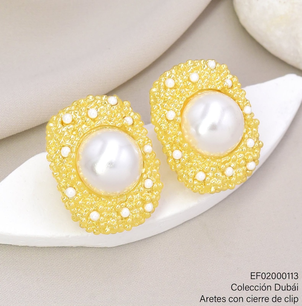 ARETES DUBAI MEDIA PERLA BASE CORRUGADA T116707E/FD26638