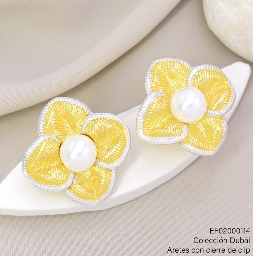 ARETES DUBAI FLOR GR.C/PERLA 4 PET. T117711E/FD26643