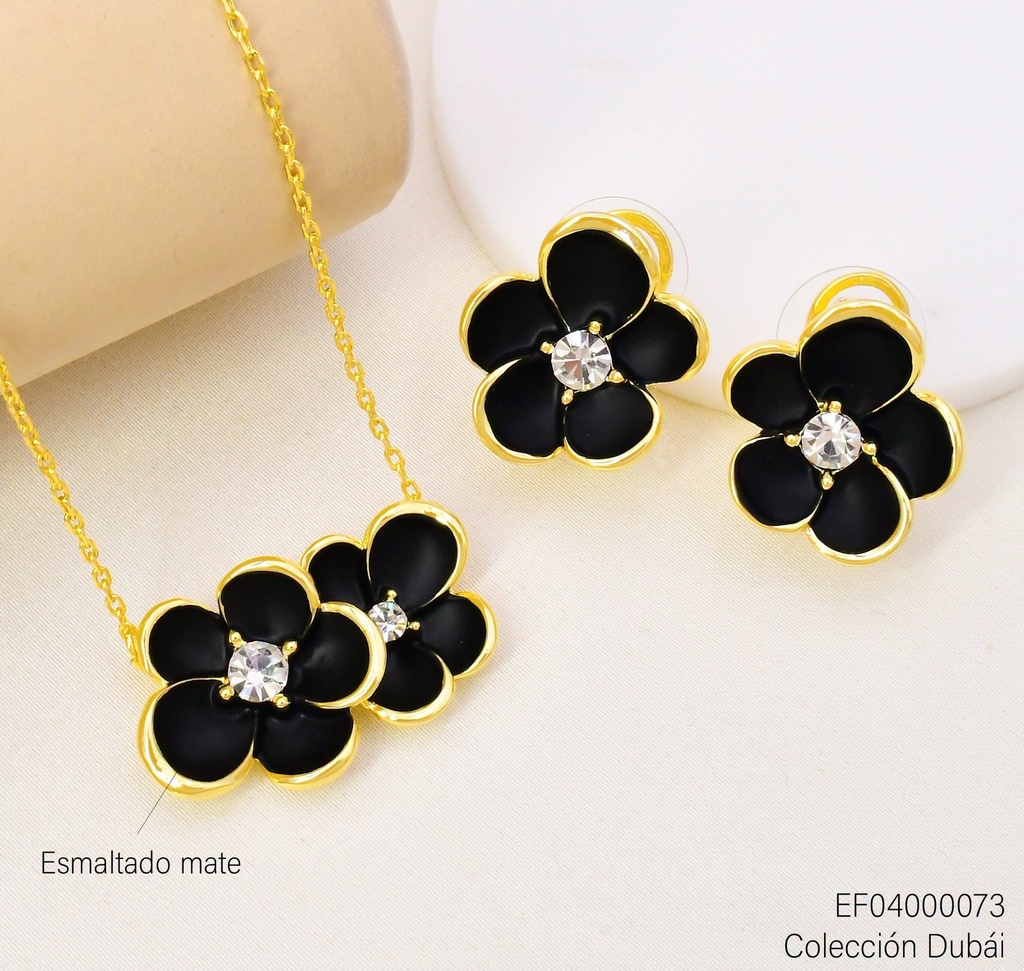 SET DUBAI FLORES NEGRAS/DOR.CENTRO ZIRC. T117644A/FD26285