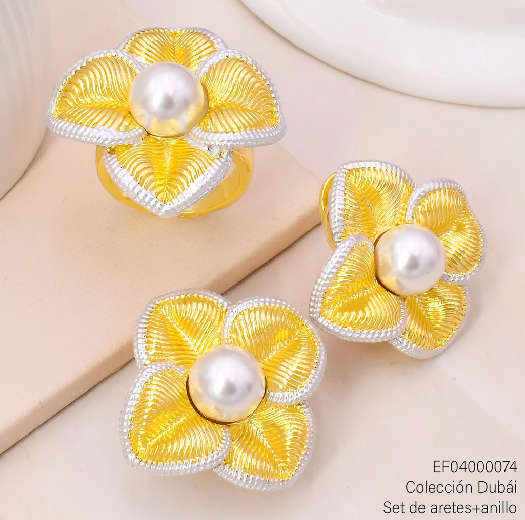 SET DUBAI FLOR GR.DOR-BLANCO C/ANILLO T117711E/FD26665