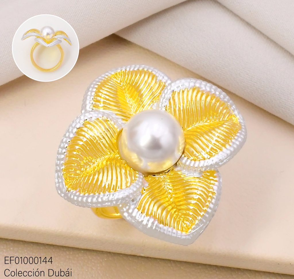 ANILLO DUBAI FLOR GR. BORDE BLANCO T117713R/FD26630