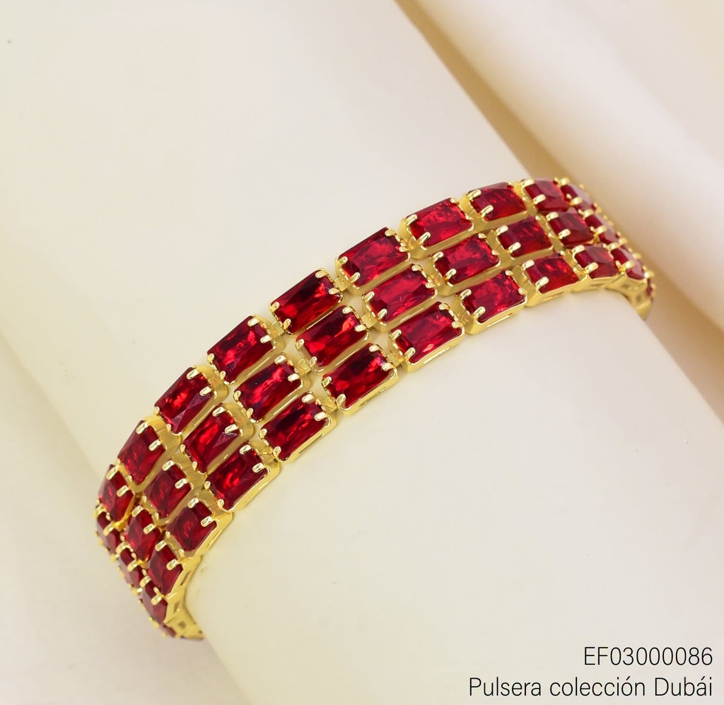 PULSERA DUBAI 3 LINEAS RECT.ROJO HORIZONTAL T117834H
