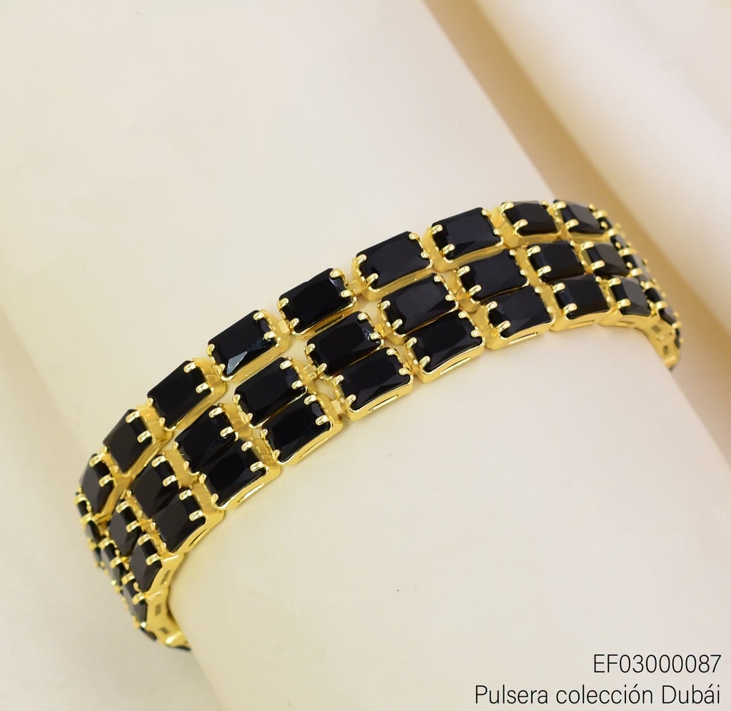 PULSERA DUBAI 3 LINEAS RECT.NEGRO HORIZONTAL T117834H