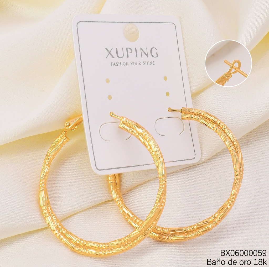 ARGOLLA BAÑO DE ORO 18K XUPING DIAMANTADA DOBLE 40MM SECCIONADA (XAG)