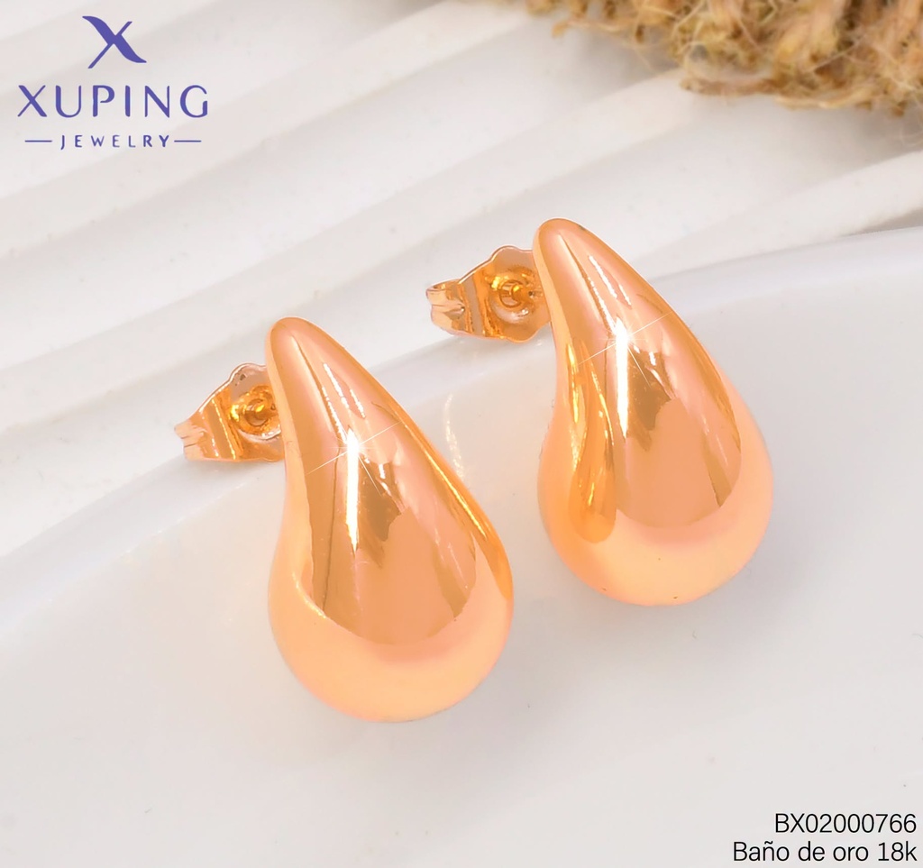 ARETES BAÑO DE ORO 18K XUPING BOTTEGA ROSE GOLD PEQ. 1.18CM (XAGOST)