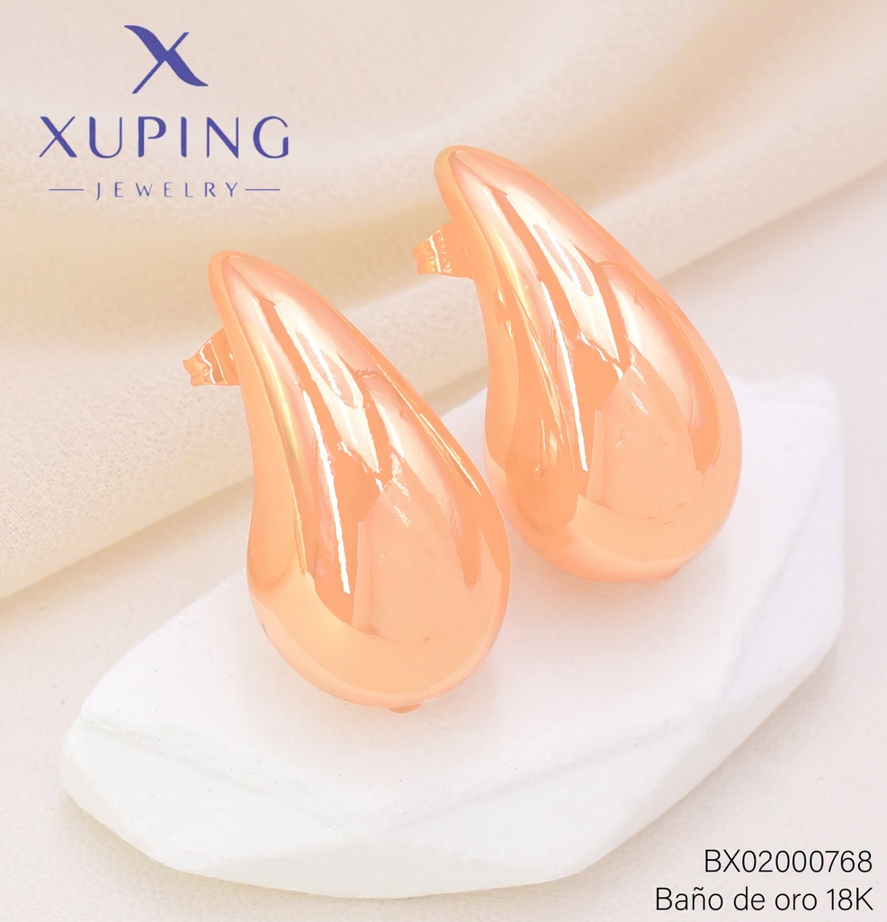 ARETES BAÑO DE ORO 18K XUPING BOTTEGA GR. ROSE GOLD  (XAGOST)