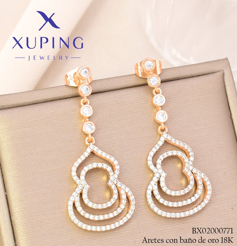 ARETES BAÑO DE ORO 18K XUPING LINEA / CROQUI ZIRC. (XAG)