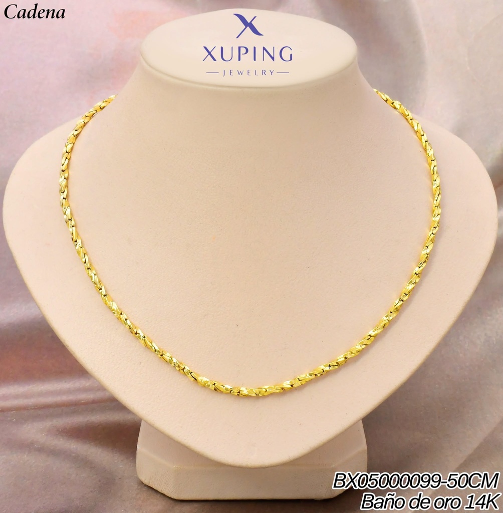CADENA BAÑO DE ORO 14K. XUPING ESLABONES TORSAL L:50CM (XAG)