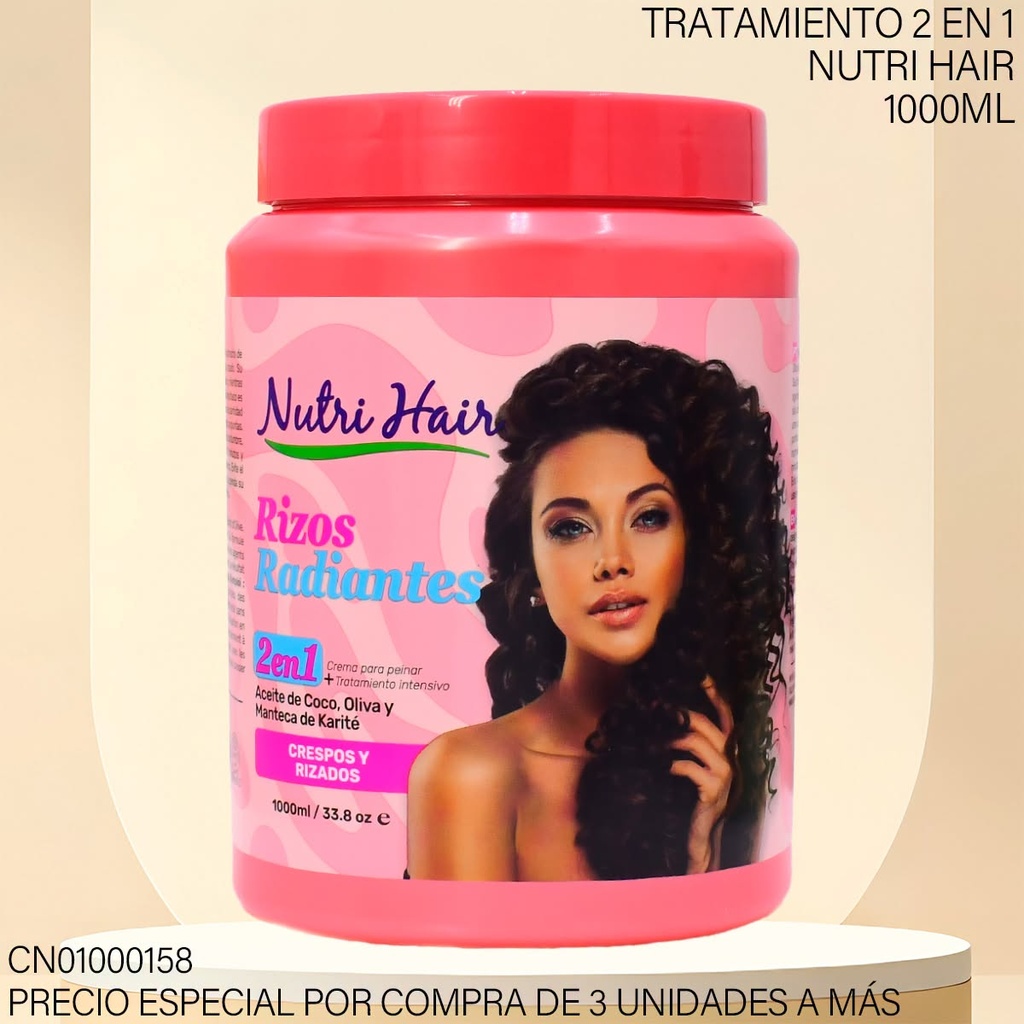 TRATAMIENTO/CREMA NUTRI HAIR RIZOS RADIANTES 2EN1 NH92307 1000ML