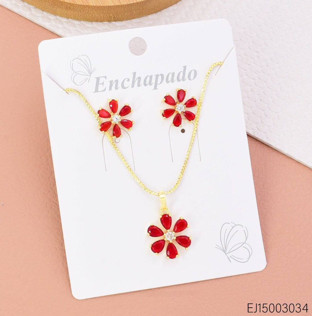 SET FLOR 6 PETALOS ZIRC. ROJA SE1573-104 (INV526)
