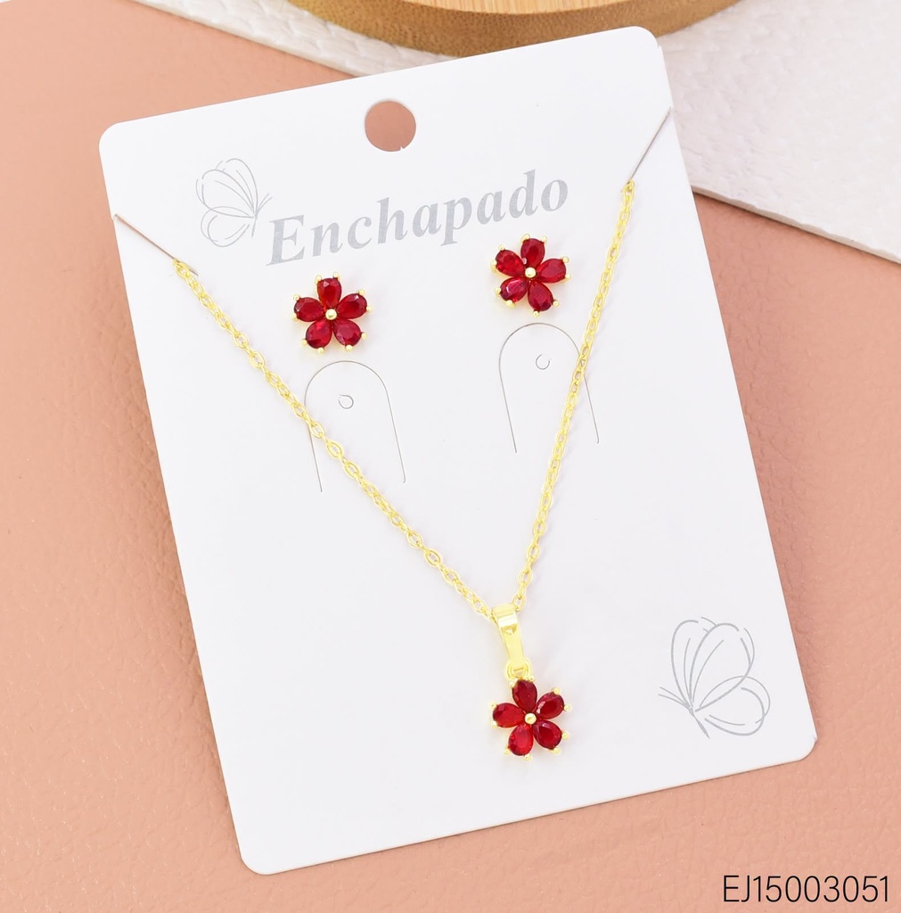 SET FLOR ZIRC. ROJA SE1590-144 (INV526)