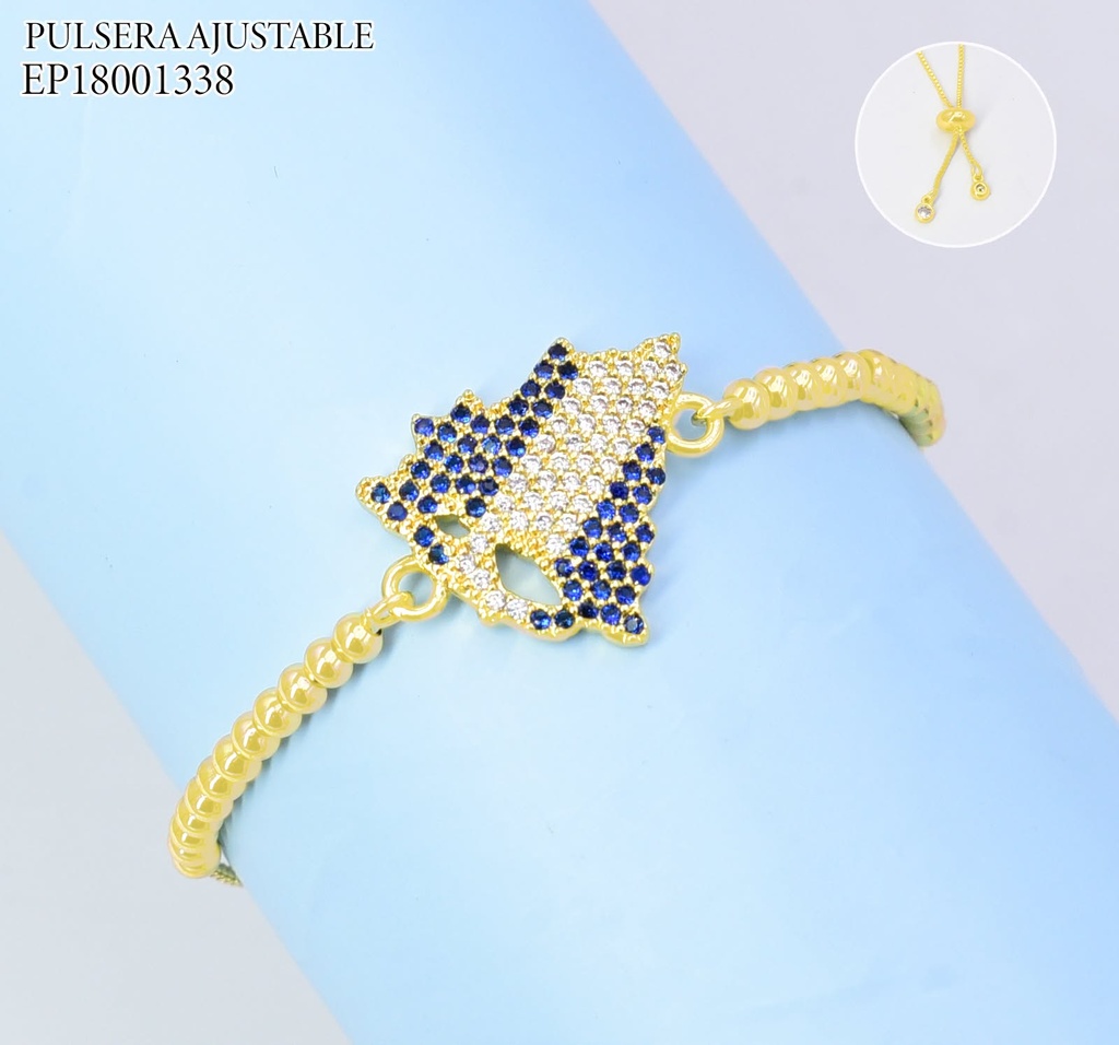 PULSERA AJUSTABLE PELOTITAS DIJE MAPA NICARAGUA ZIRC. Z1870-841 (PAG26)