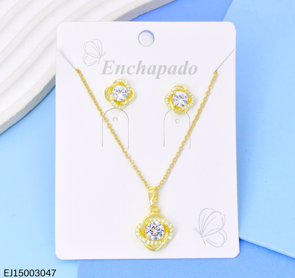 SET OVALOS LISO/ ZIRC. ENTRELAZADOS SE1586-144 (INV526)