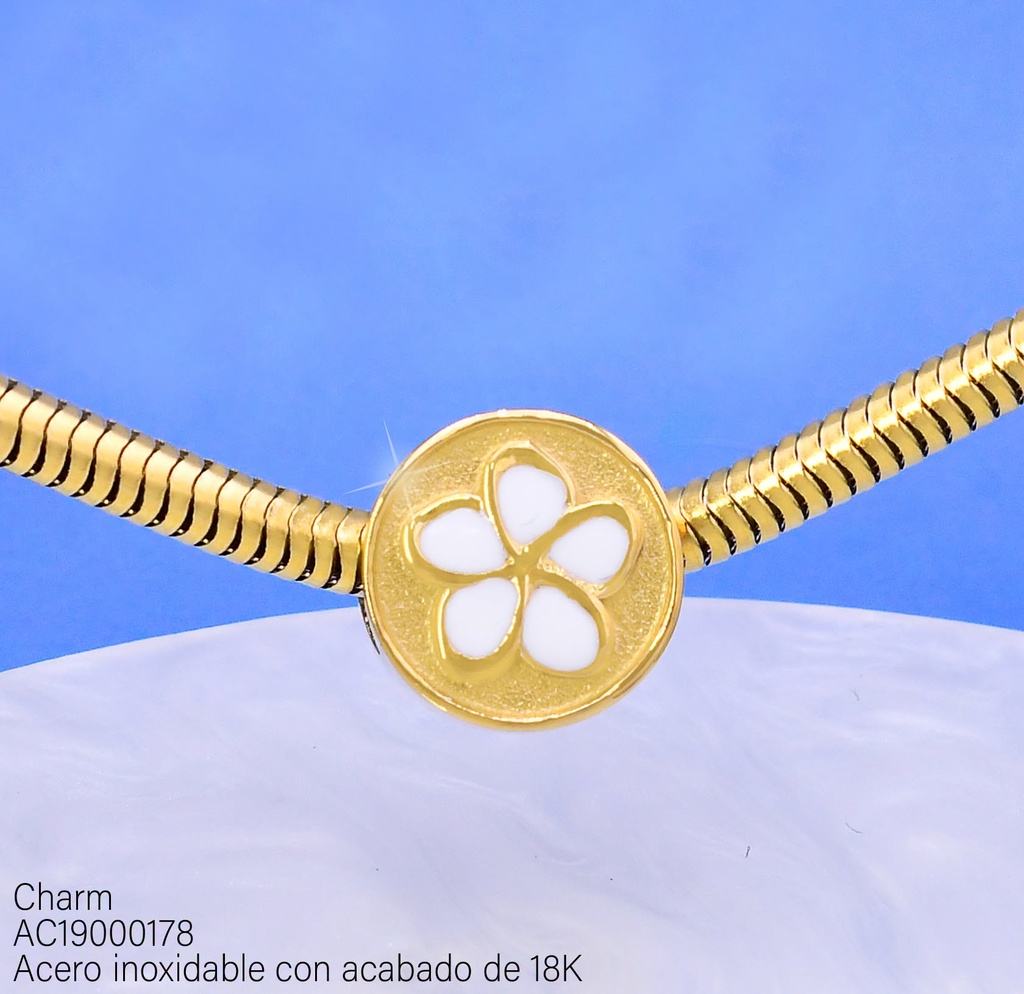 CHARMS ACERO INOX. ACABADO 18K. SACUANJOCHE (11) VE26