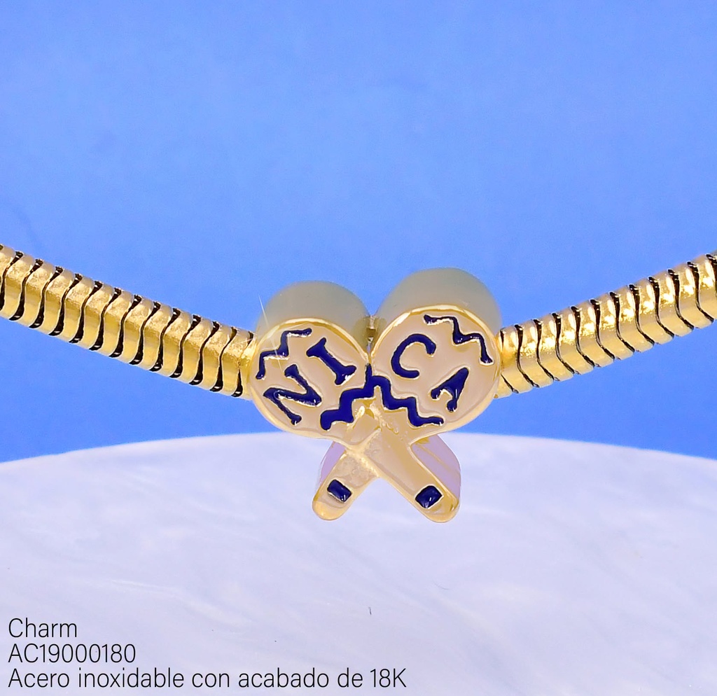 CHARMS ACERO INOX. ACABADO 18K. MARACAS (13) VE26