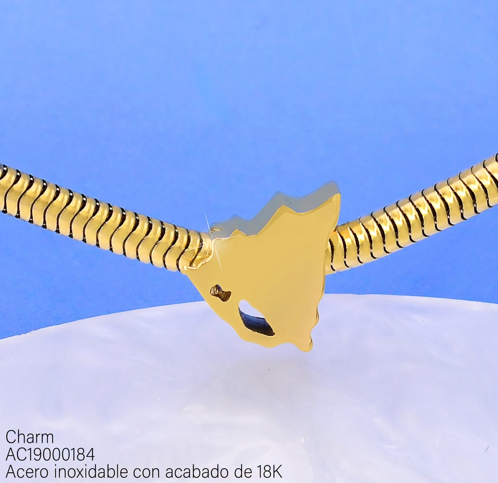 CHARMS ACERO INOX. ACABADO 18K. MAPA NIC (17) VE26