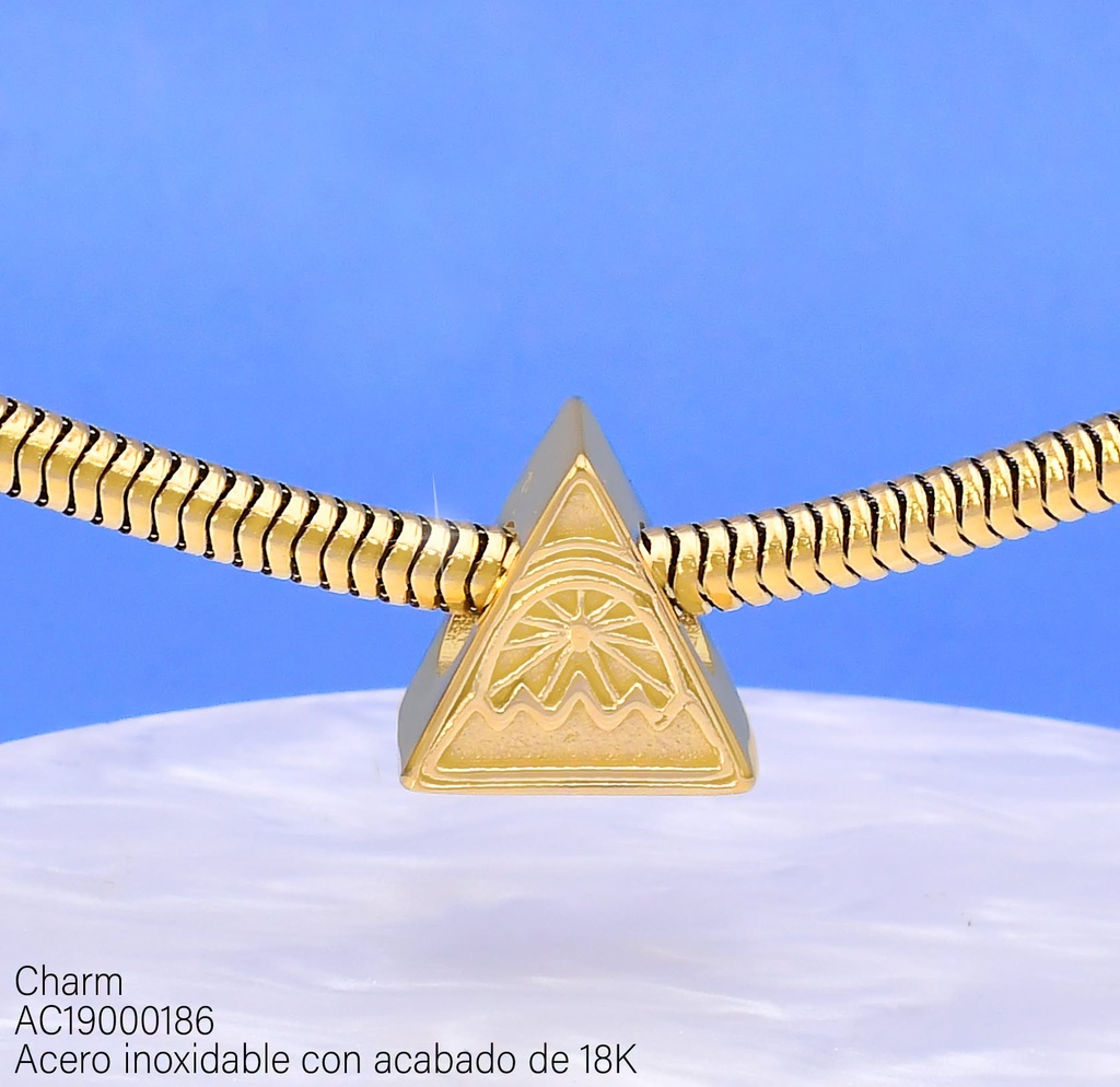 CHARMS ACERO INOX. ACABADO 18K. ESCUDO (19) VE26