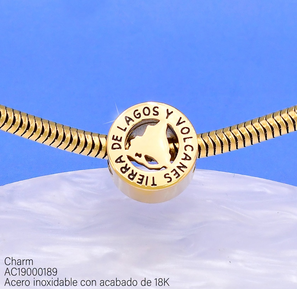 CHARMS ACERO INOX. ACABADO 18K. T/L VOLCANES (20) VE26