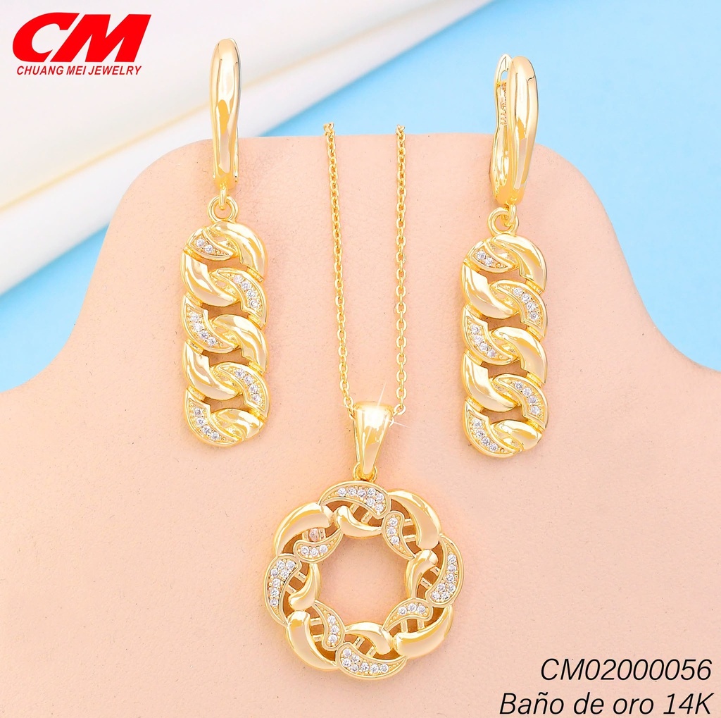 SET BAÑO DE ORO 14K. ESLAB.CAD/CIRCULO GT-09930002 (27A)