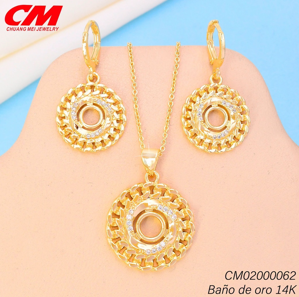 SET BAÑO DE ORO 14K.RD.ESLABONES CAD. GT-09250004 (27A)