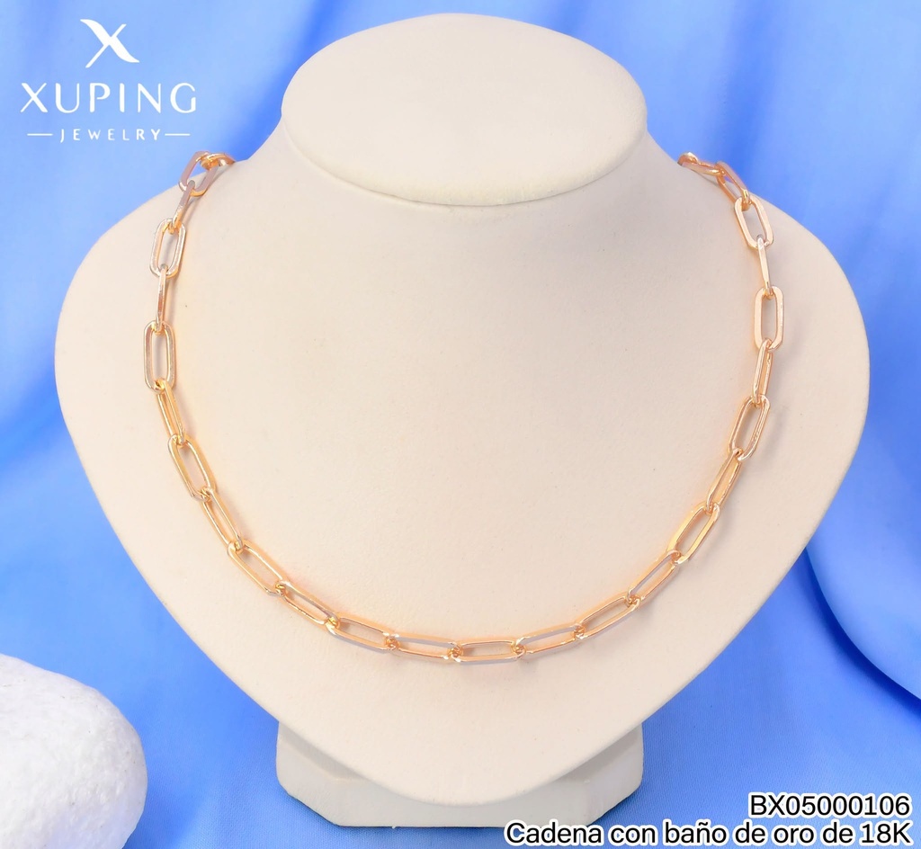 CADENA BAÑO DE ORO 18K.XUPING ESLAB.RECT.GR.60CM 27AGOS(XP)