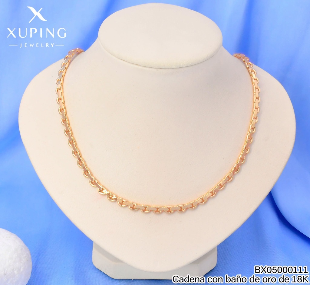 CADENA BAÑO DE ORO 18K.XUPING ESLAB.TEXTURIZADOS CAD. 50CM 27AGOS(XP)