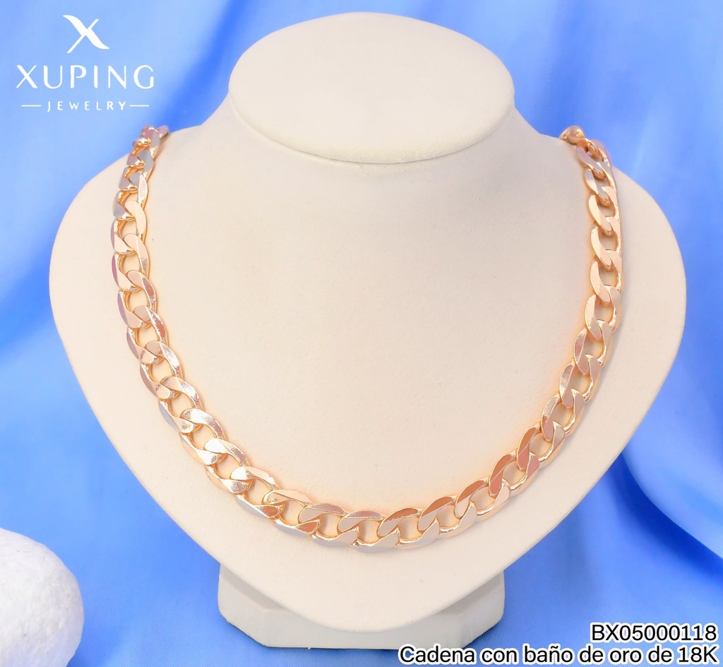 CADENA BAÑO DE ORO 18K.XUPING MARTILLADA A:0.08/L:49CM 27AGOS(XP)
