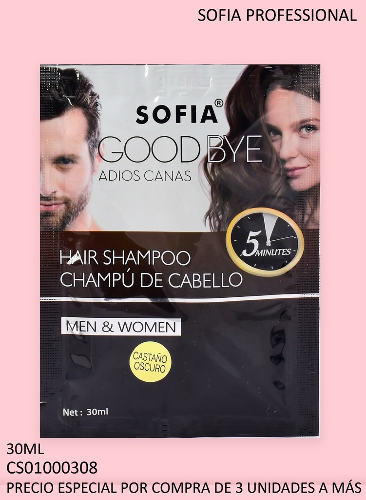 SHAMPOO SOFIA TINTE SOBRE CASTAÑO OSCURO 30ML 90033