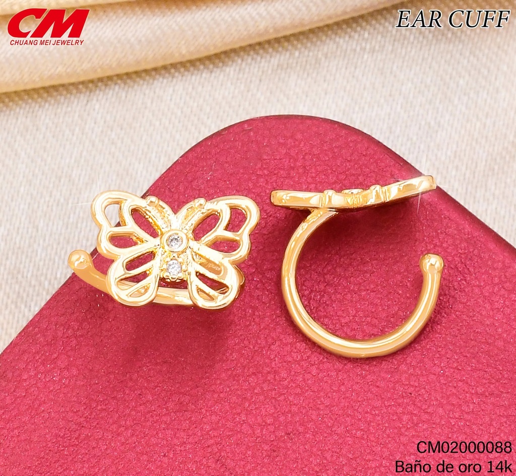 EAR CUFF BAÑO DE ORO 14K. CROQUI MARIPOSA RJ-03480001 (27A)