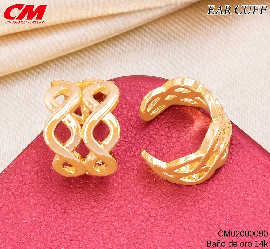 EAR CUFF BAÑO DE ORO 14K.4 DOBLE INFINITOS RJ-003730000001 (27A)