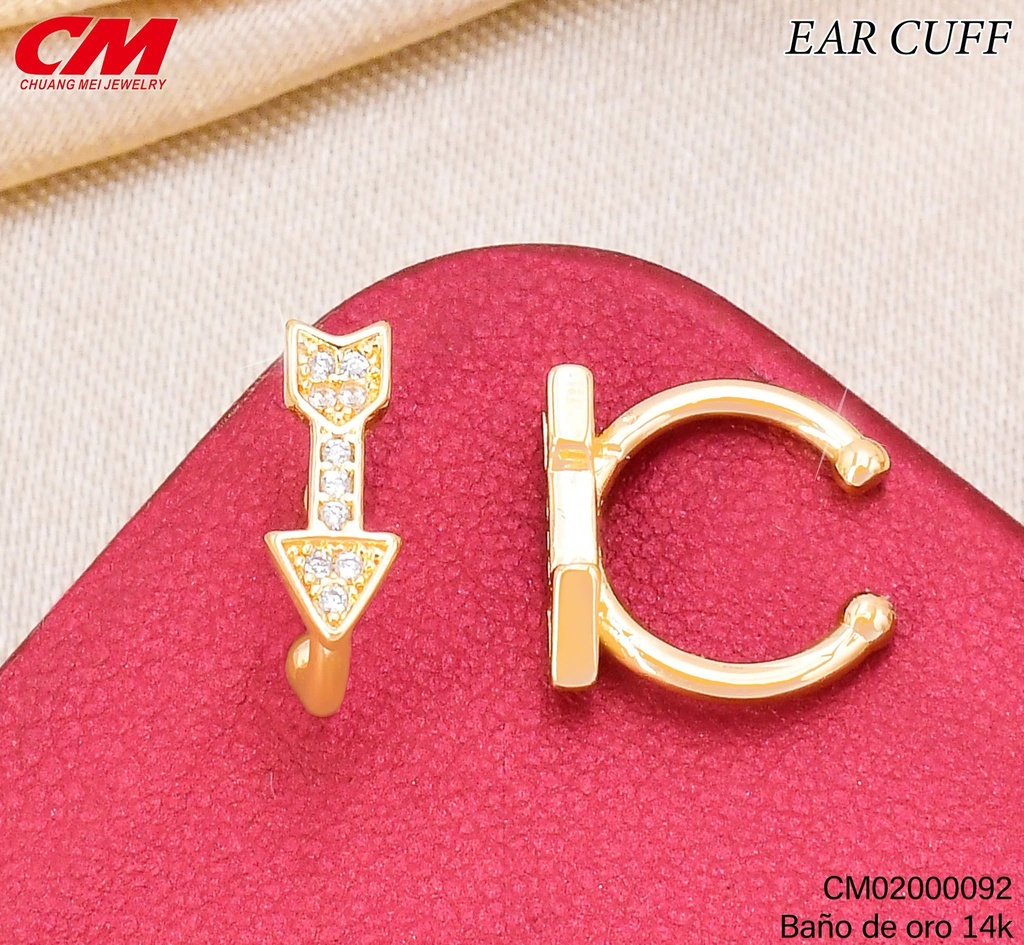 EAR CUFF BAÑO DE ORO 14K. FLECHA ZIRC.RJ-04090001 (27A)