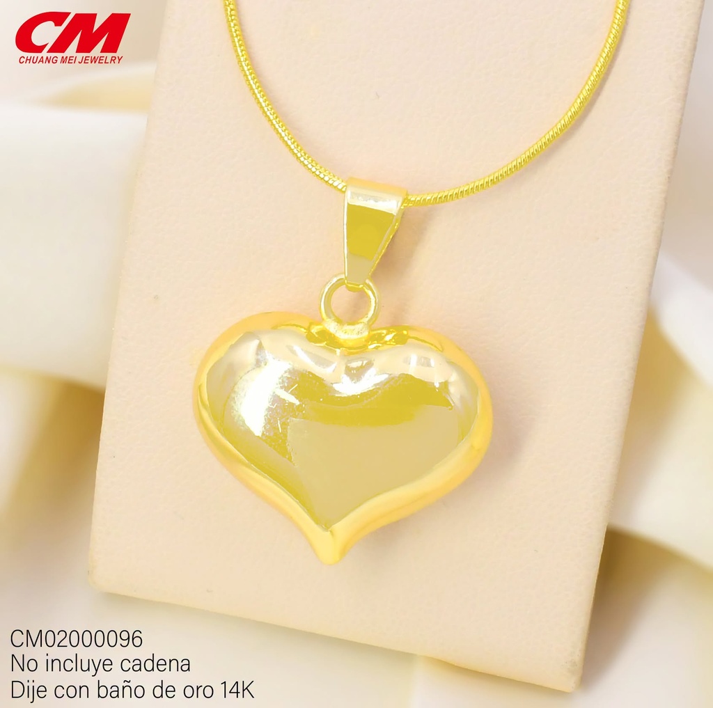 DIJE BAÑO DE ORO 14K. CORAZÓN INFLADO DC-41690003 (27A)