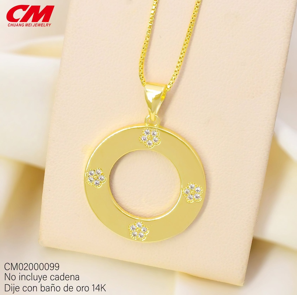 DIJE BAÑO DE ORO 14K. CIRCULO PLANO VAN CLEEFGS-24700001 (27A)