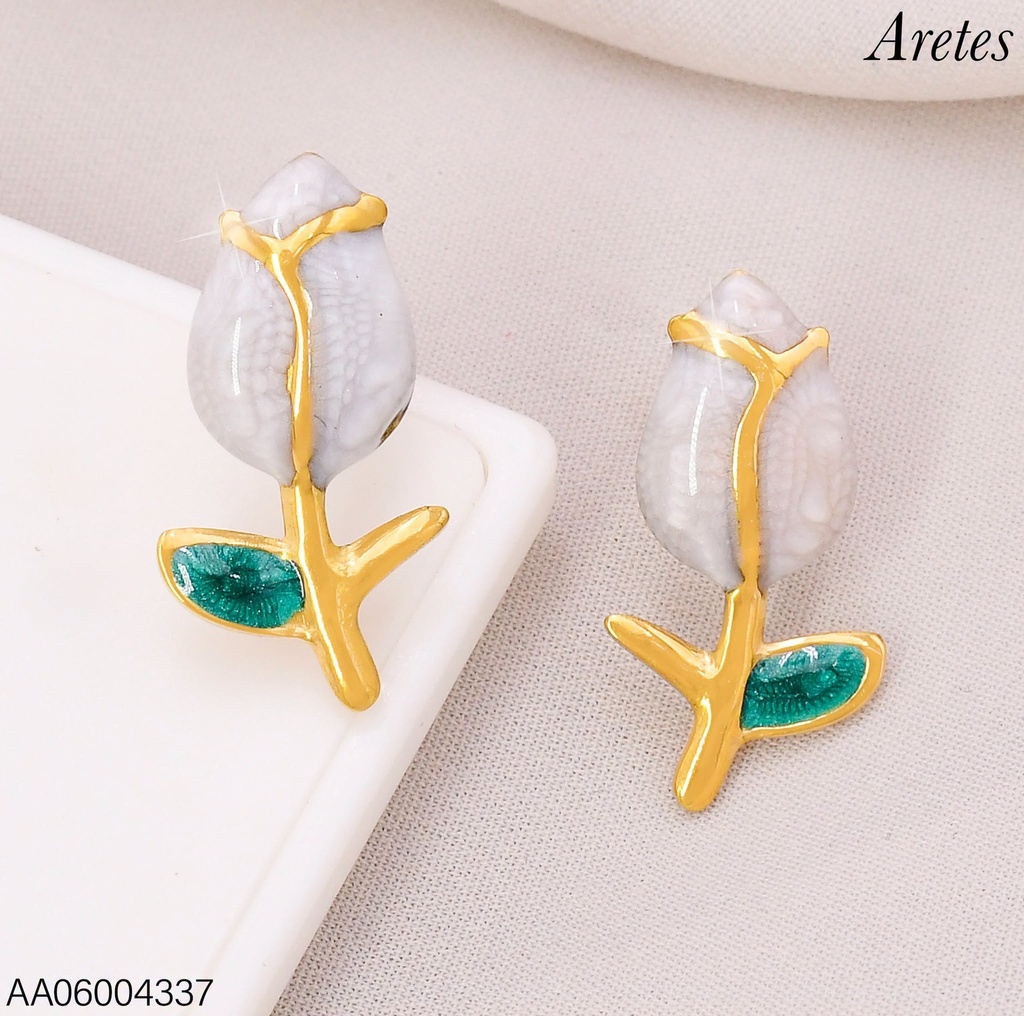 ARETES ESMALTADOS TULIPAN BLANCO WH260634