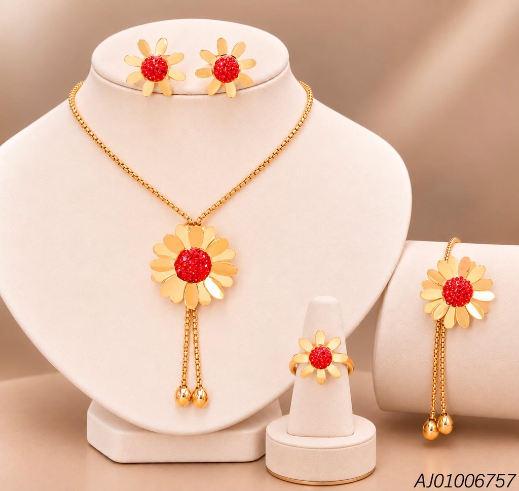 SET FLOR CENTRO ZIRC.ROJAS C/CAMISERO-ANILLO 2S0008602