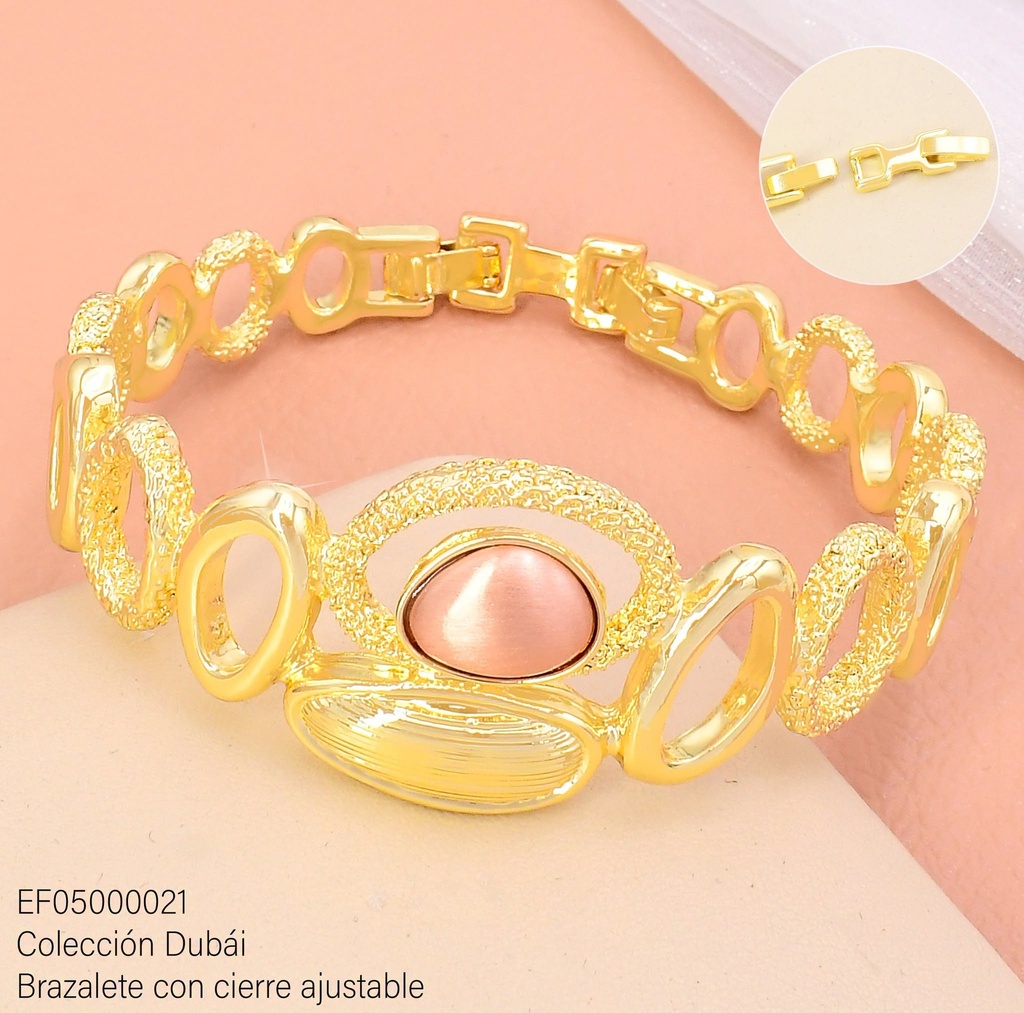 BRAZALETE OV.CENTRO ROSA/DORADO FD27162