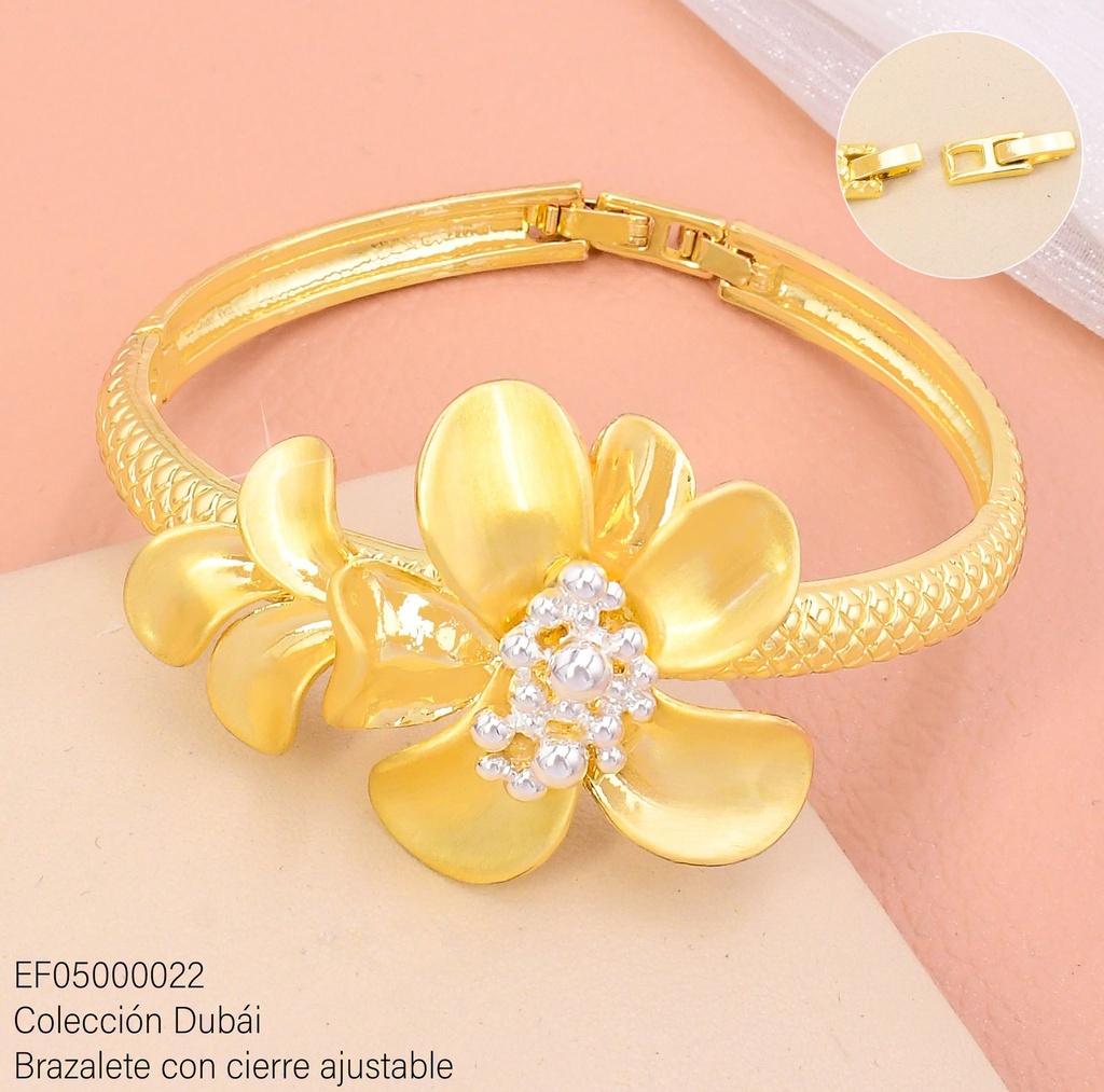 BRAZALETE FLOR DORADA C/PLAT FD27280