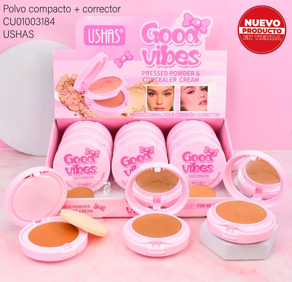 POLVO COMPACTO DOBLE USHAS GOOD VIBES UFC011A