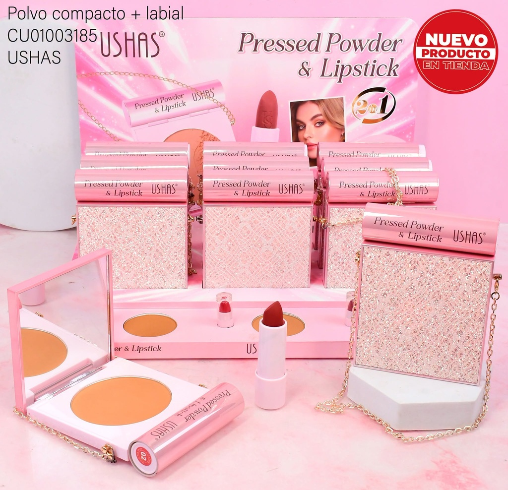 POLVO COMPACTO+LABIAL USHAS LUXE UFC010A