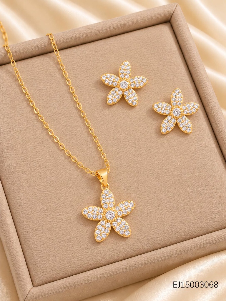 SET FLOR 5 PETALOS ZIRCONIAS WH260601
