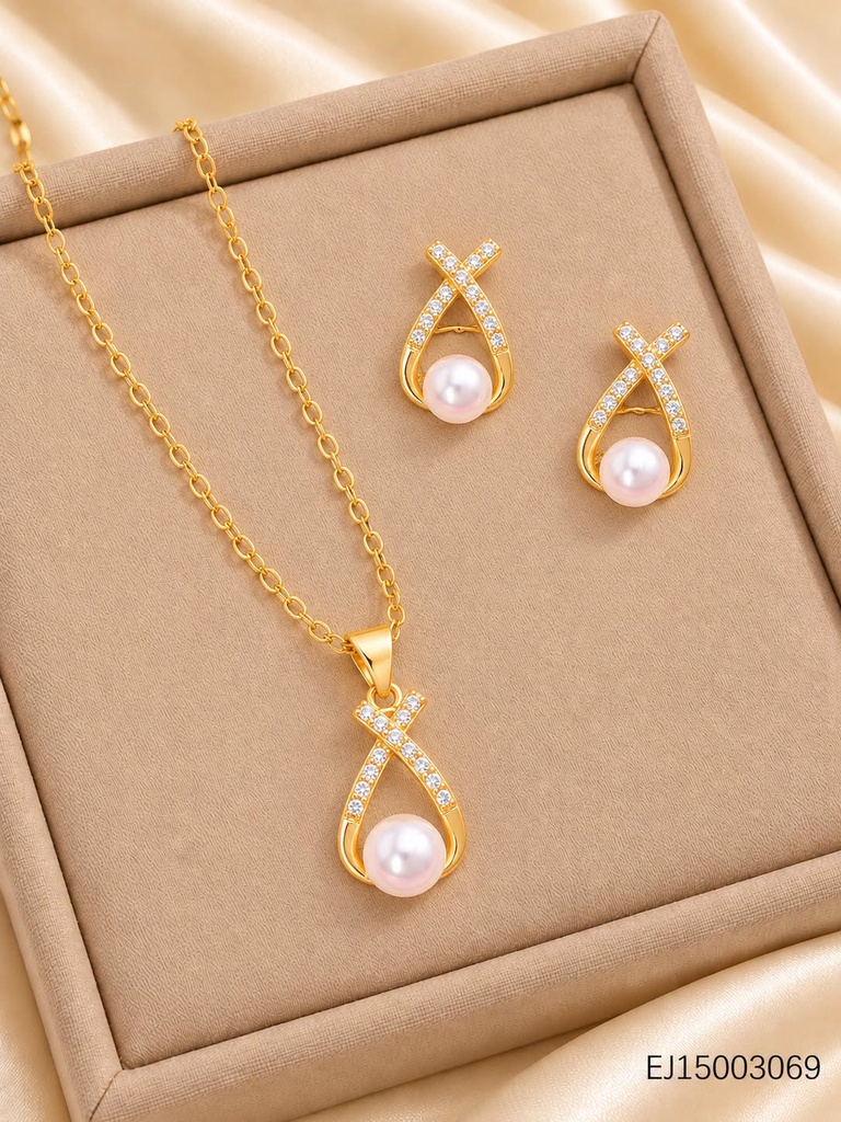 SET "X" ZIRCONIAS C/PERLA CENTRO WH260603