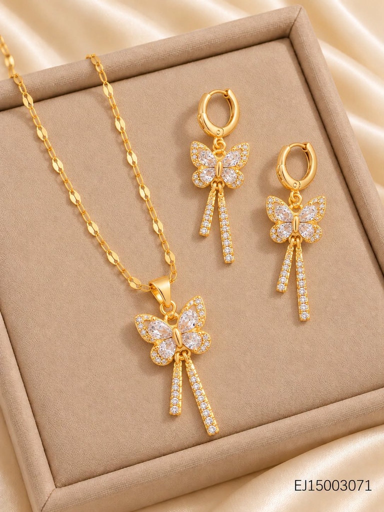 SET MARIPOSA ZIRCONIAS CON LINEAS COLGANTES WH260605