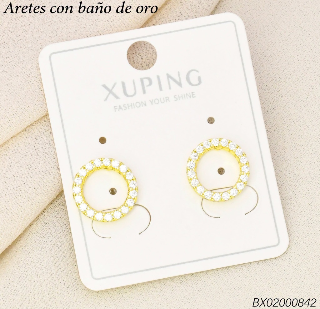 ARETES BAÑO DE ORO 14K.XUPING CIRCULO ZIRCONIAS (XAG)