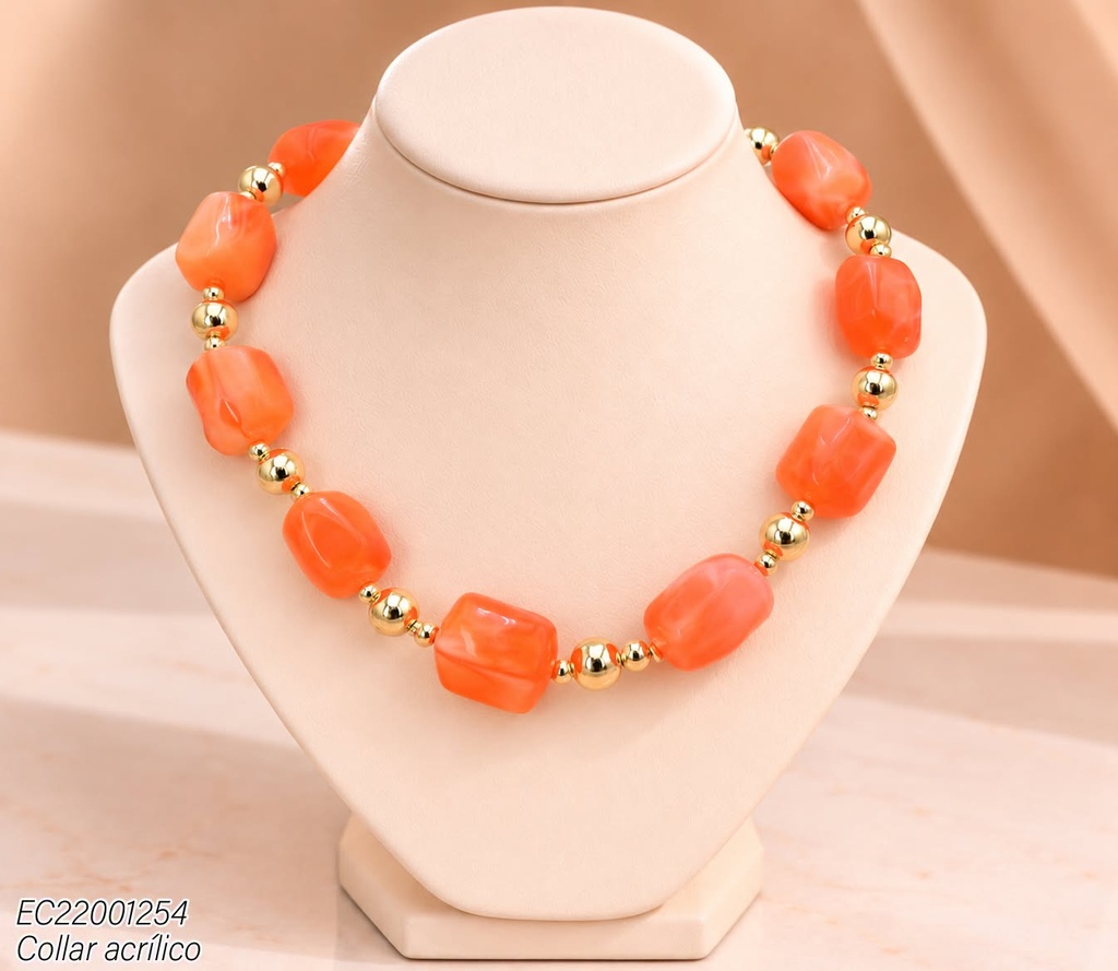 COLLAR PELOTA RECT. ANARANJADO CE841-21 (INV526)