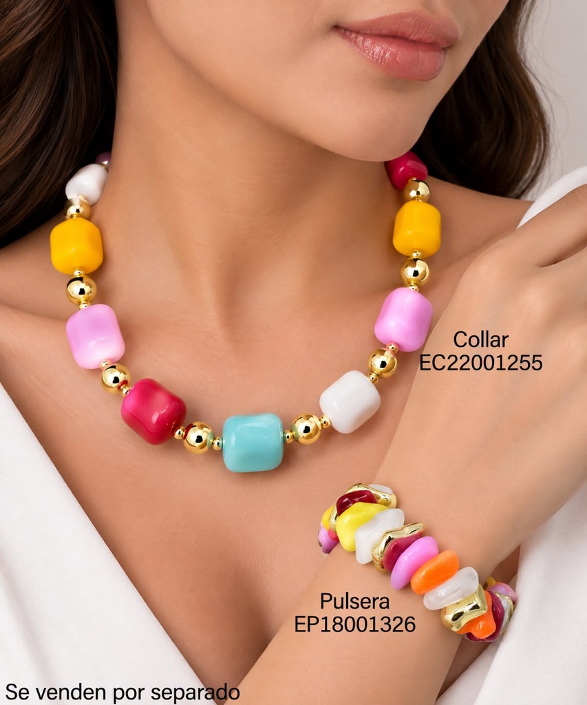 COLLAR PELOTA RECT. COLORES CE842-21 (INV526)