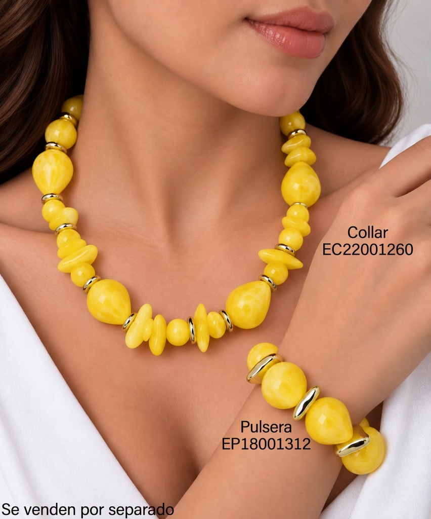 PULSERA GOTA AMARILLA / GOTA IRREG. DOR  BE1260-21 (INV526)
