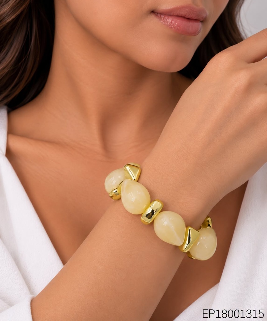 PULSERA GOTA TURQUESA/GOTA IRREG. DOR  BE1261-21 (INV526)