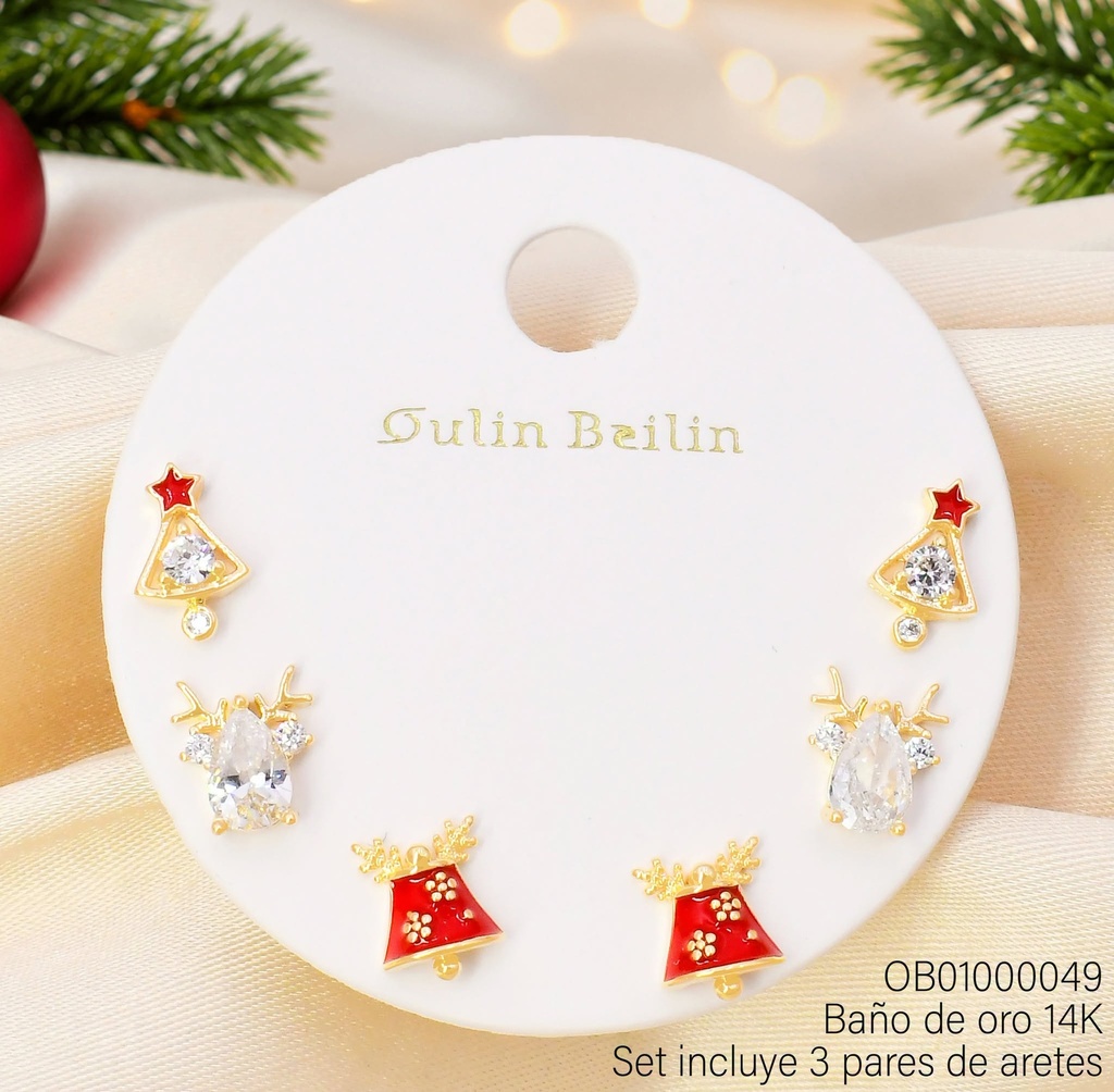 ARETES BAÑO DE ORO 14K. ARBOL/RENO/CAMPANA 88724YZ (NAV)